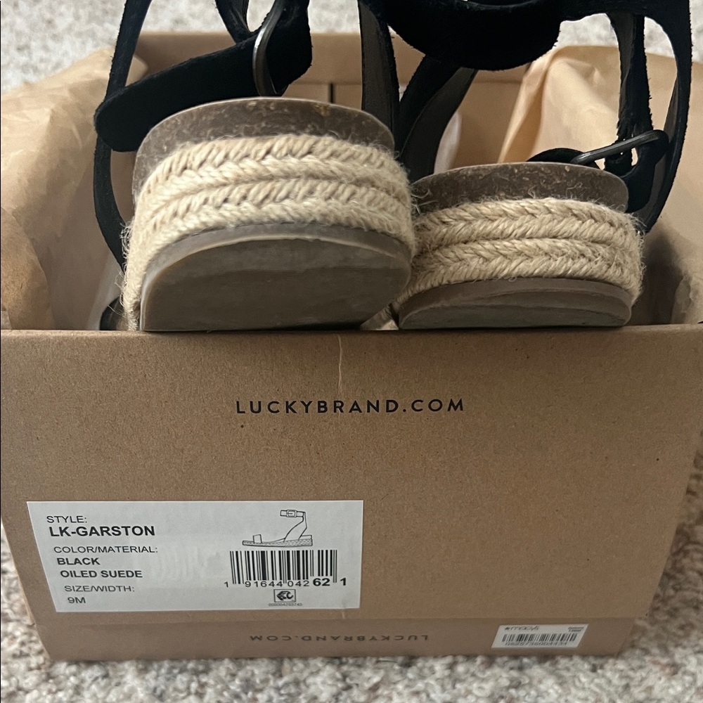 Lucky Brand Kids Black Oiled Suede Sandals